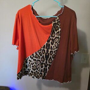 SHEIN 24/26 Crop top: Brown, Orange and Animal print
